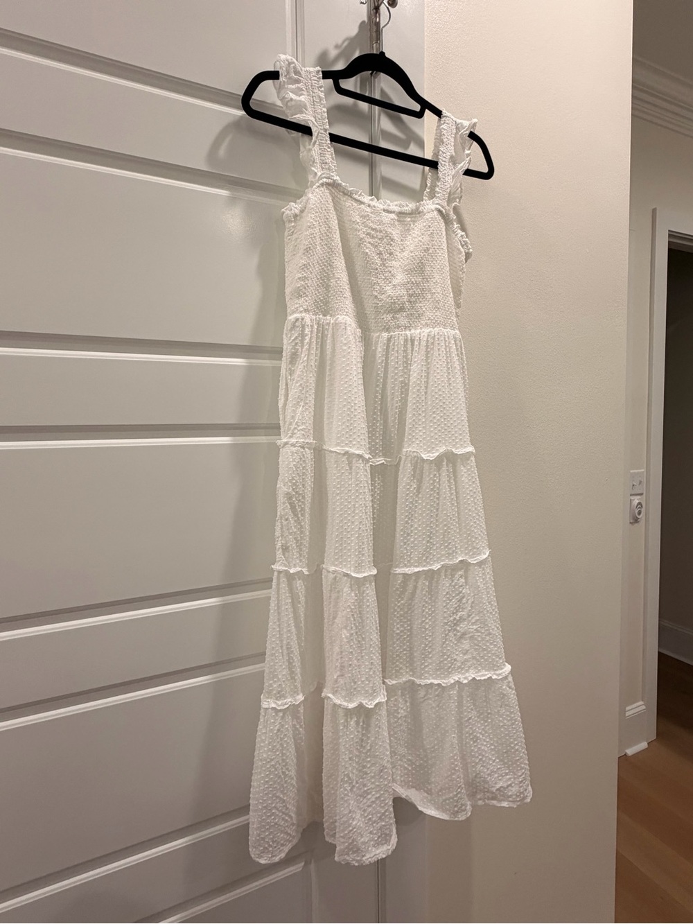 J Crew White Tiered Sundress with Ruffled Straps